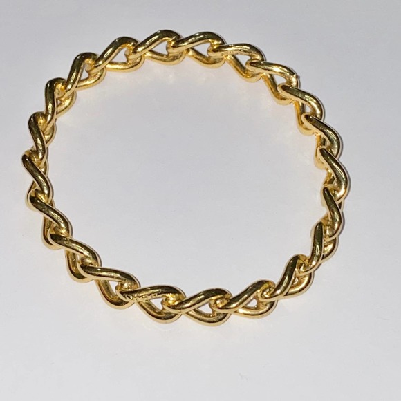 VTG Christian Dior Gold Tone Metal Chain Link Bangle Bracelet Signed - Picture 4 of 12